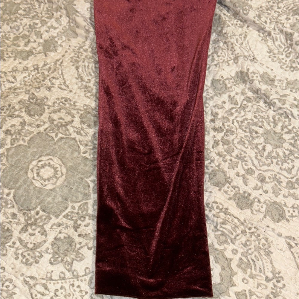 Elegant Burgundy Velvet Blazer with Black Lapel and pants - Picture 12 of 15
